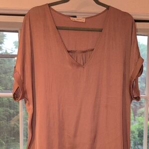 By Together Cuffed Sleeve Blouse in Rose Gold
